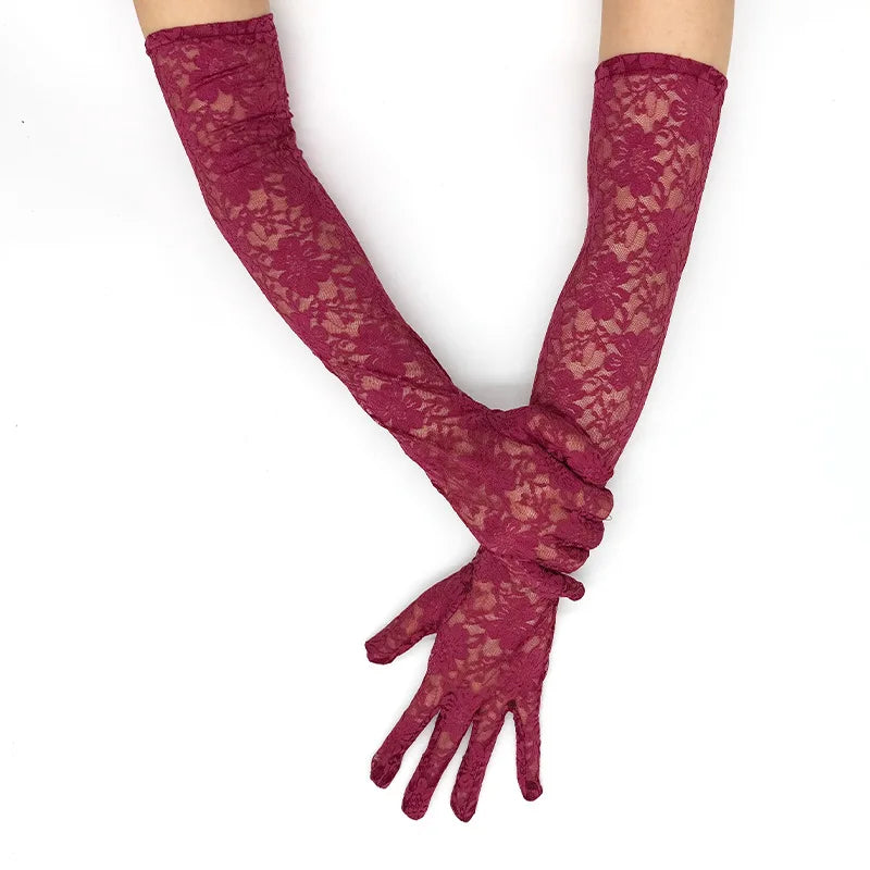 Lace Floral Opera Gloves — One Size | 7 Colors