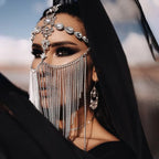 Dazzling Rhinestone Fringe Face Mask - Showgirl, Festival & Performance Accessory