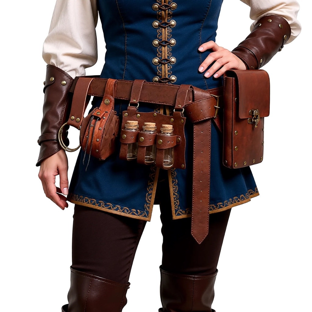 Medieval Utility Belt | Leather Pouches | Costume Set