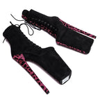 26cm Platform Boots - Leopard Print Lace-Up Dance Boots
