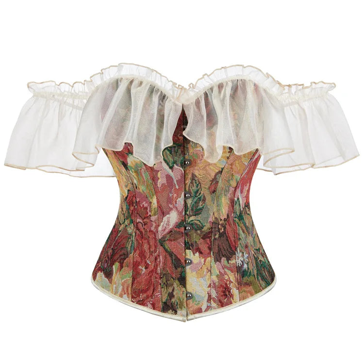 Overbust Corset | Ruffled Off-Shoulder | Victorian Gothic