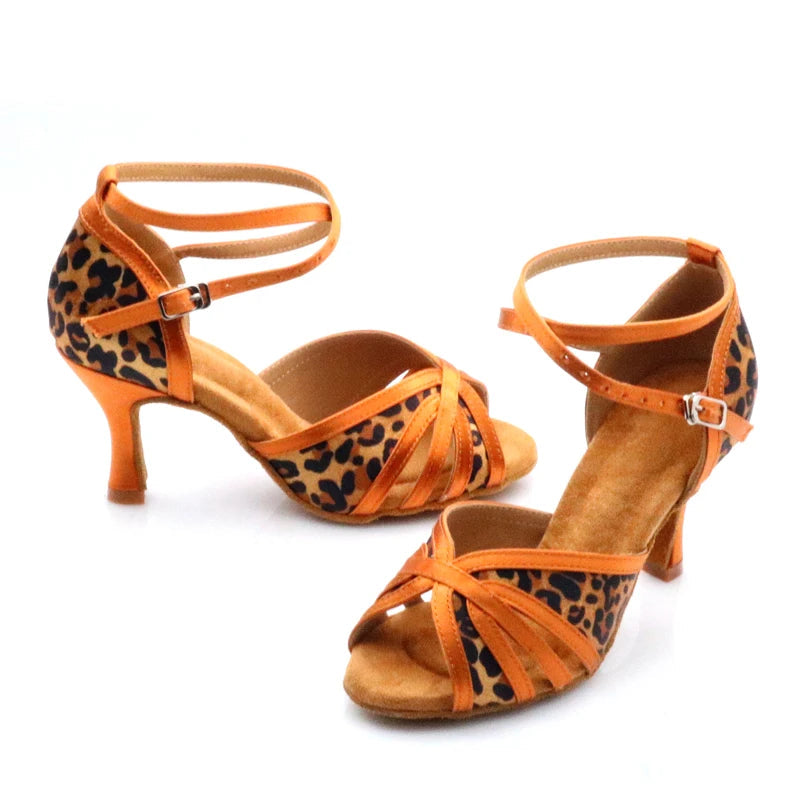 Latin Leopard Dance Heels | Satin | 6–10cm