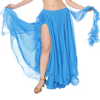 Belly Dance Chiffon Skirt | Ruffle Trim | Side Slit | 13 Colors