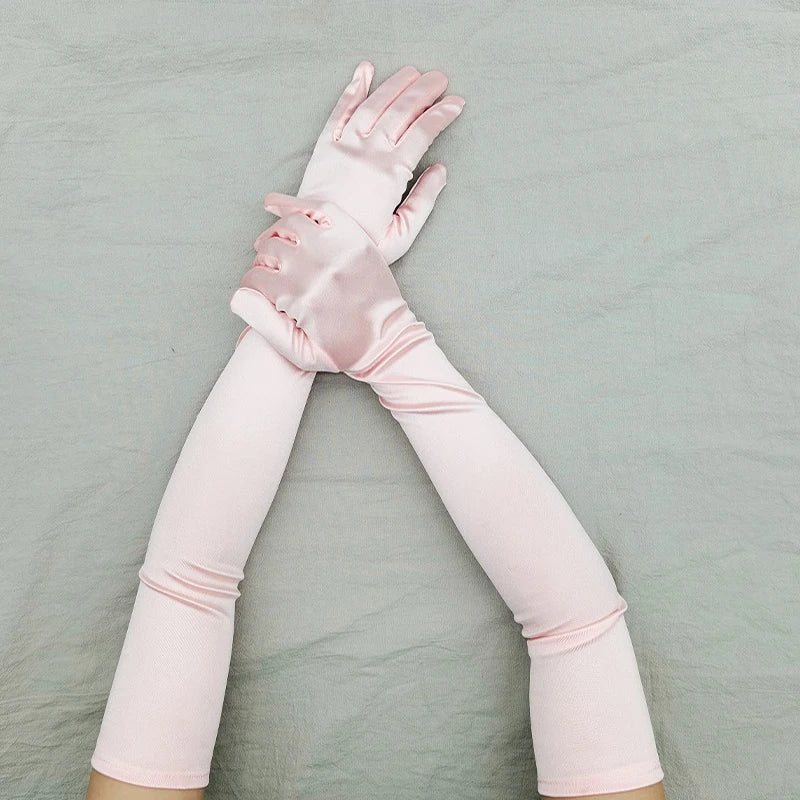 Elbow-Length Satin Gloves | Stagewear