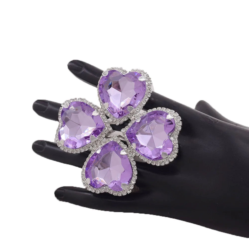 Crystal Clover Statement Ring | Adjustable