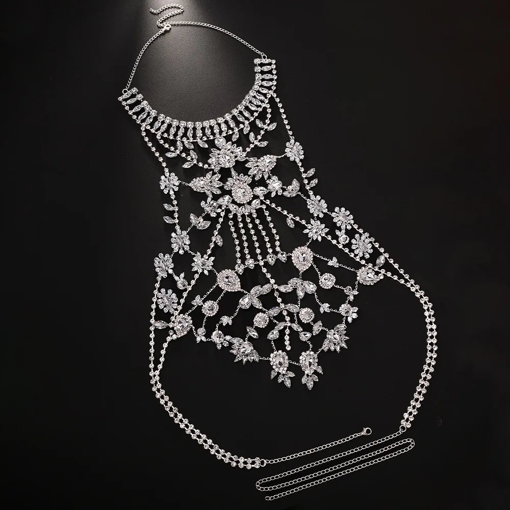 Crystal Rhinestone Body Chain | Statement Chest Chain