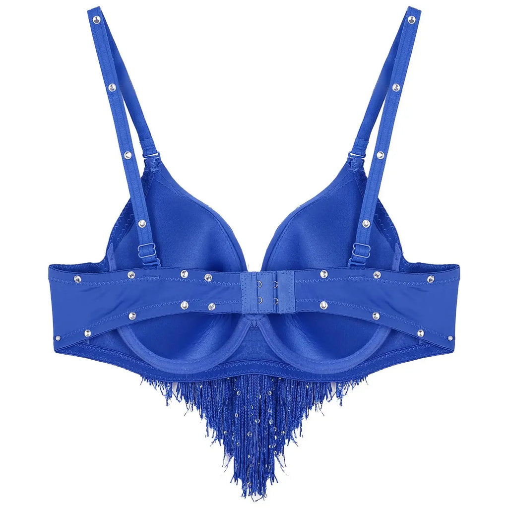 Rhinestone Fringe Tassel Dance Bra Top | Belly Dance & Cabaret | 4 Colours