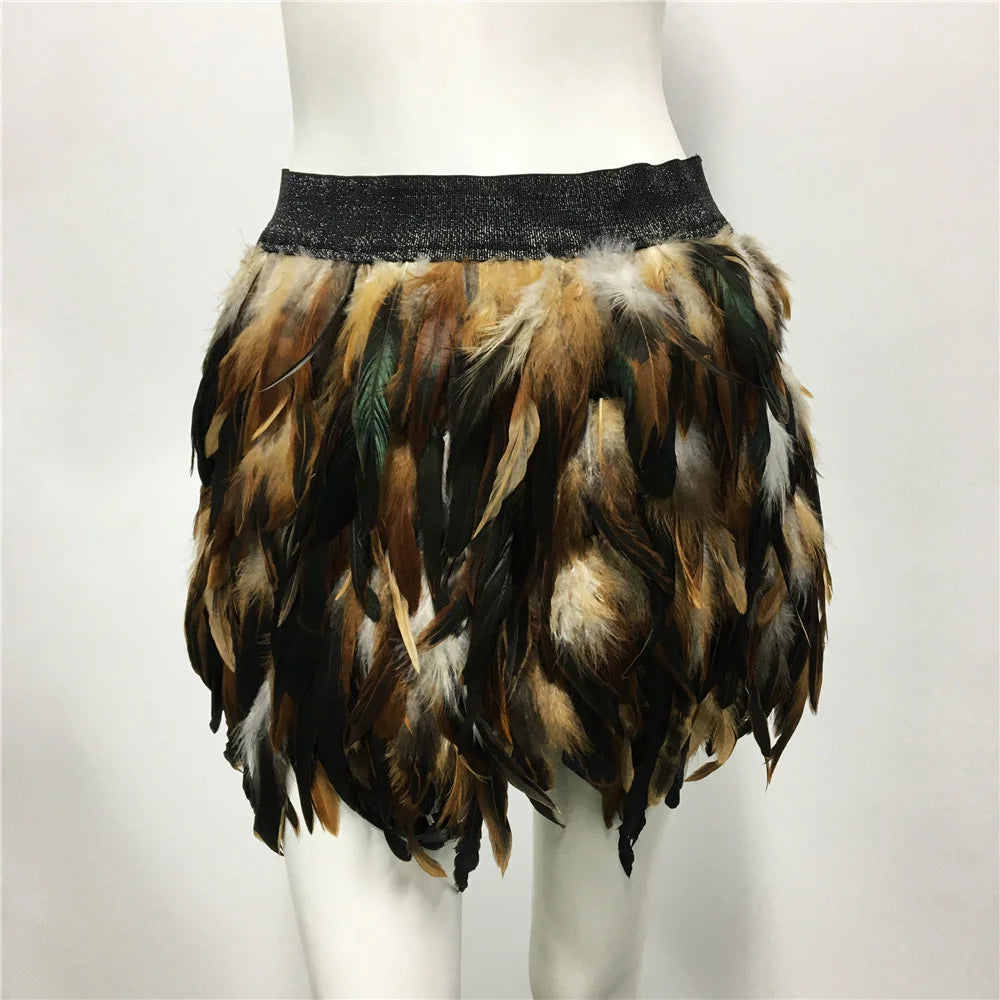 Fluffy Feather Mini Skirt - Festival & Performance Skirt