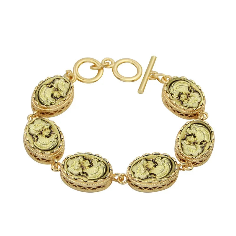 Cameo Charm Bracelet | Gold-Tone | Lady Queen