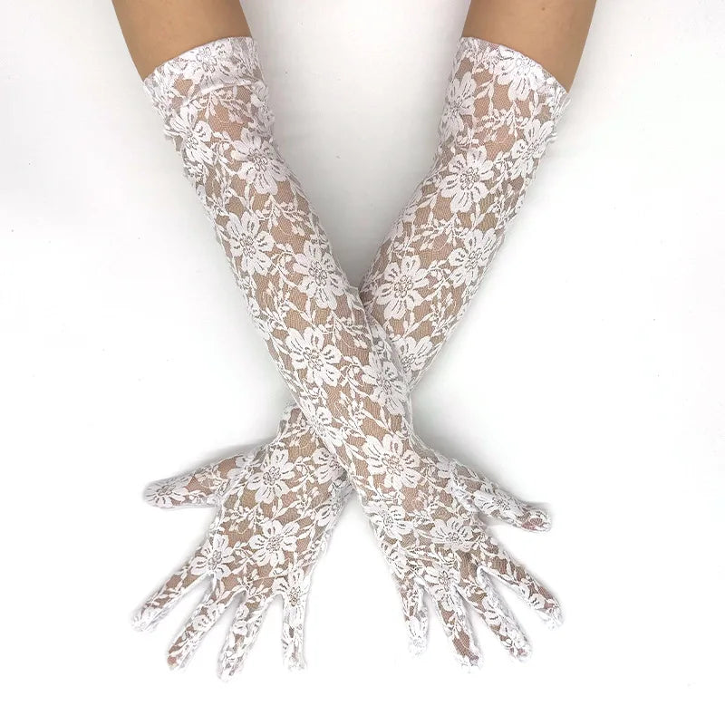 Lace Floral Opera Gloves — One Size | 7 Colors
