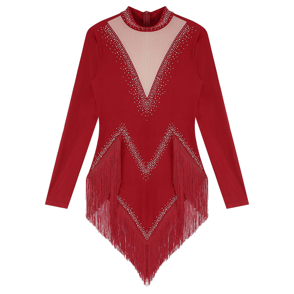 Starlight Rhinestone Tassel Latin Dance Dress