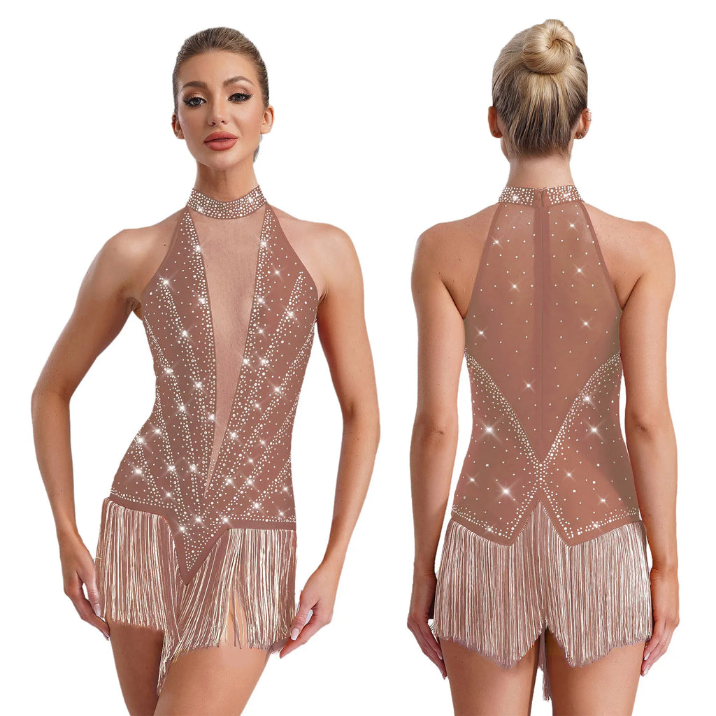 Tassel Fringe Leotard | Rhinestone | Latin Dance