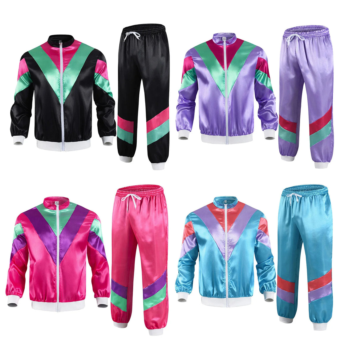 80s Tracksuit | Satin Color Block