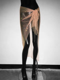 Rhinestone Mesh Bandage Mini Skirt