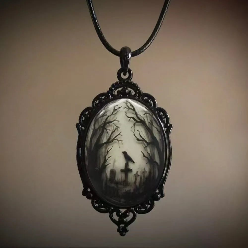 Gothic Glass Cameo Pendant Necklace | Sun Moon Witch | 7 Designs