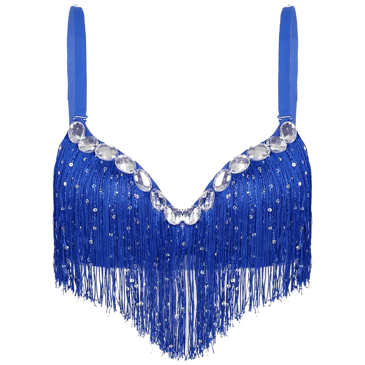 Rhinestone Fringe Tassel Dance Bra Top | Belly Dance & Cabaret | 4 Colours