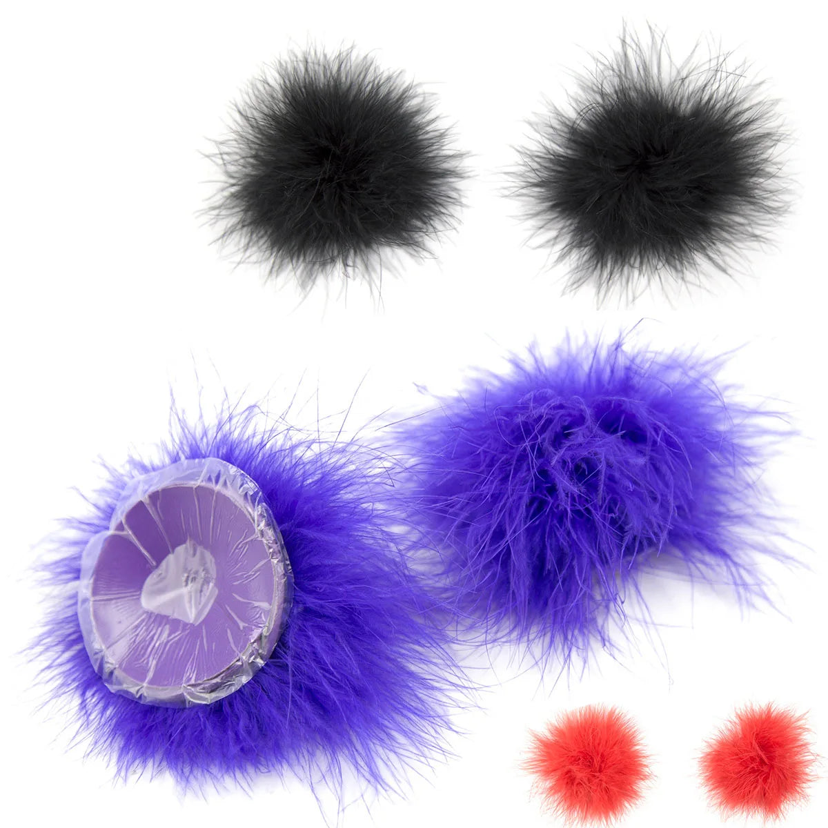 Faux Feather Pom-Pom Pasties | Fluffy Nipple Covers
