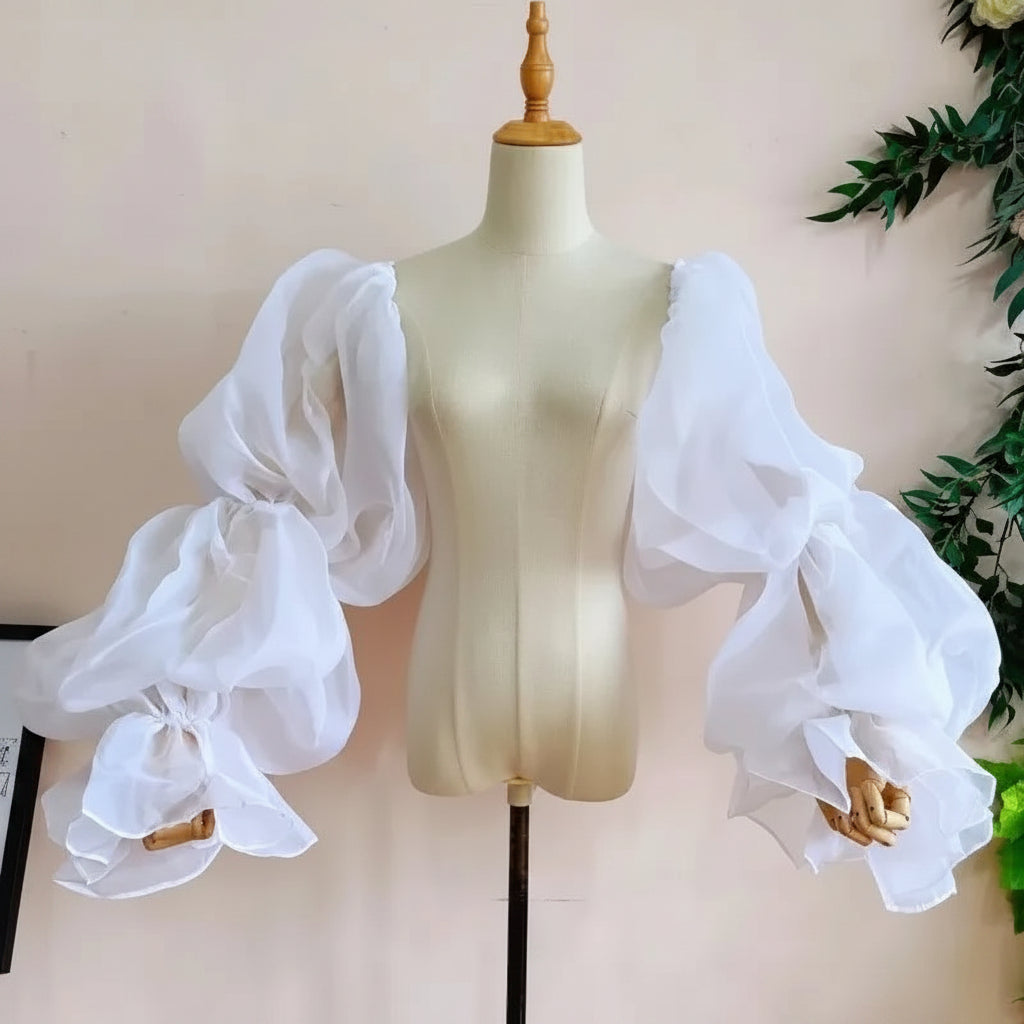 Puffy Organza Detachable Sleeves | Pageant & Bridal Accessory