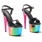 7-Inch Platform Heels with Ankle Strap - Patent Finish Sandals