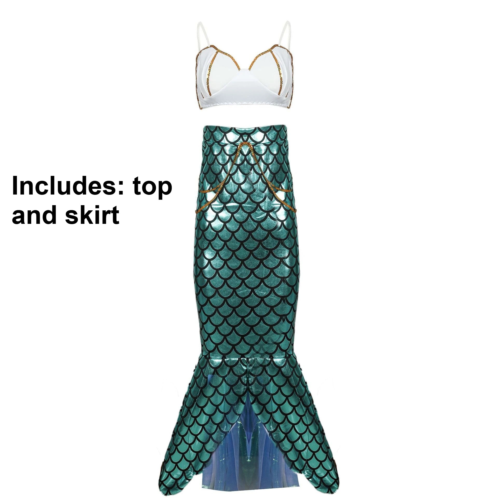 Mermaid Costume | Fish Scale Sequin Gown | Top & Skirt Set