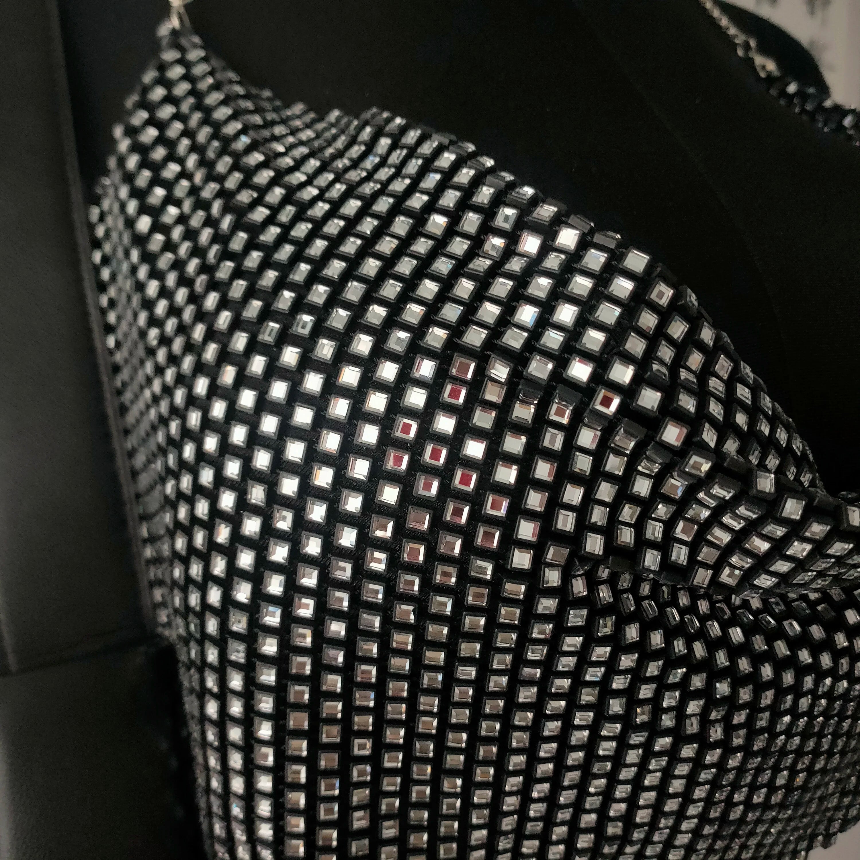 Rhinestone Metal Chain Halter Crop Top - Deep V-Neck Backless Tank for Stage & Festival