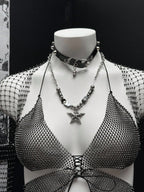 Rhinestone Mesh 2-Piece Set - Crop Top & Sheer Cover-Up