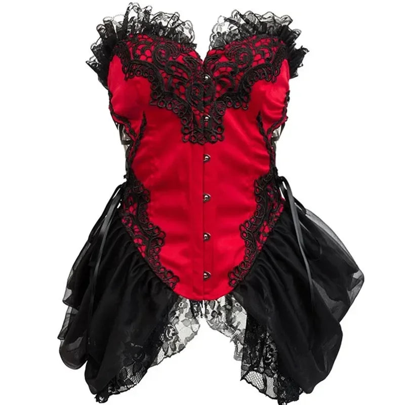 Satin Gothic Overbust Corset | Tulle Skirt | Victorian Bustier