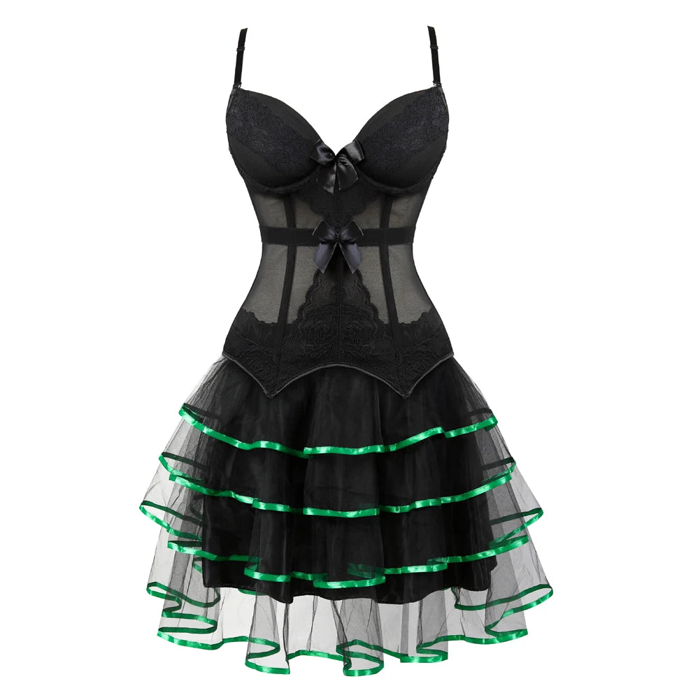 Overbust Corset & Tutu Skirt Set | Straps Cup | Burlesque
