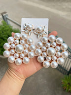 Faux Pearl Drop Earrings | Rhinestone Sparkle | Clip or Pin