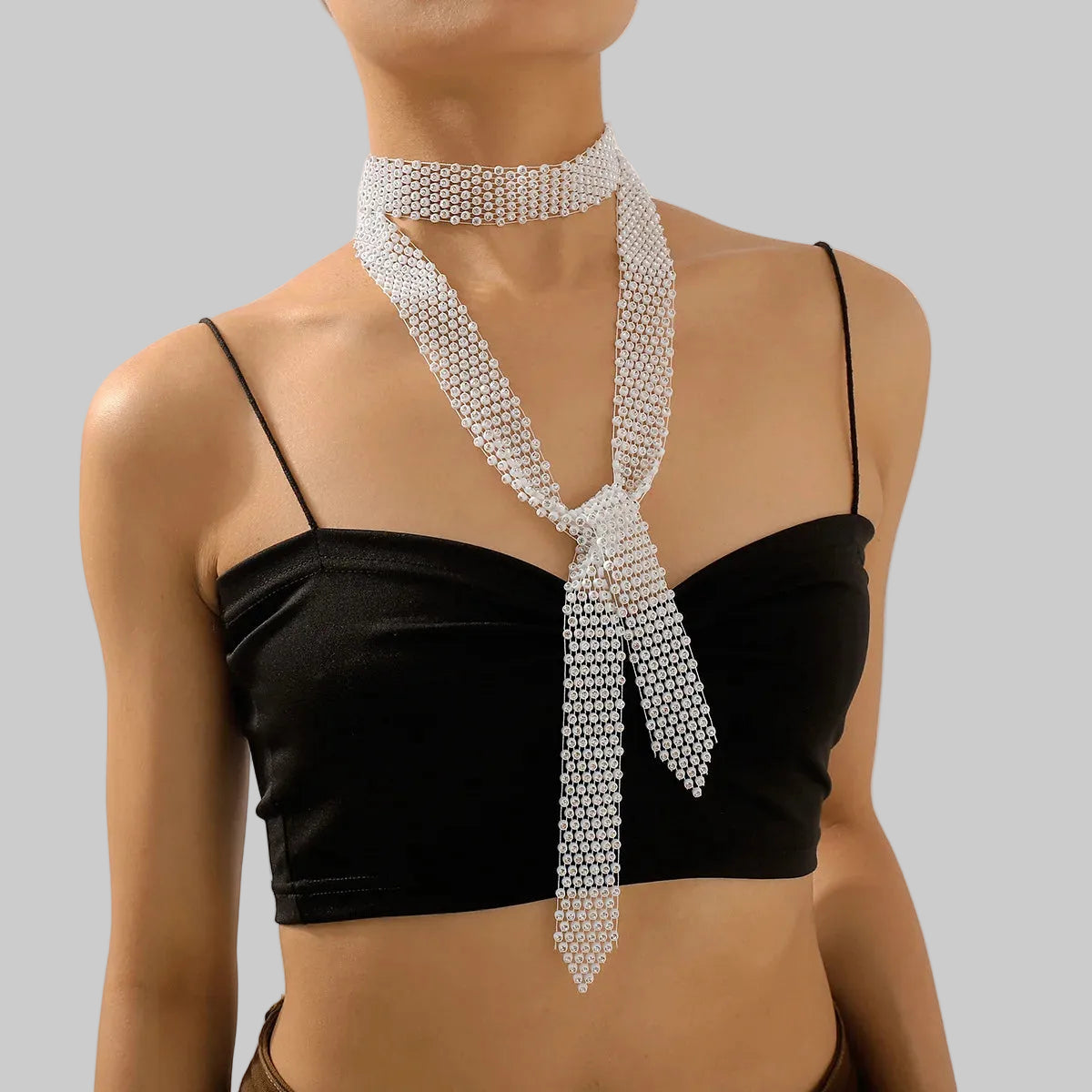 Rhinestone Fishnet Scarf - Sparkly Mesh Shawl Accessory