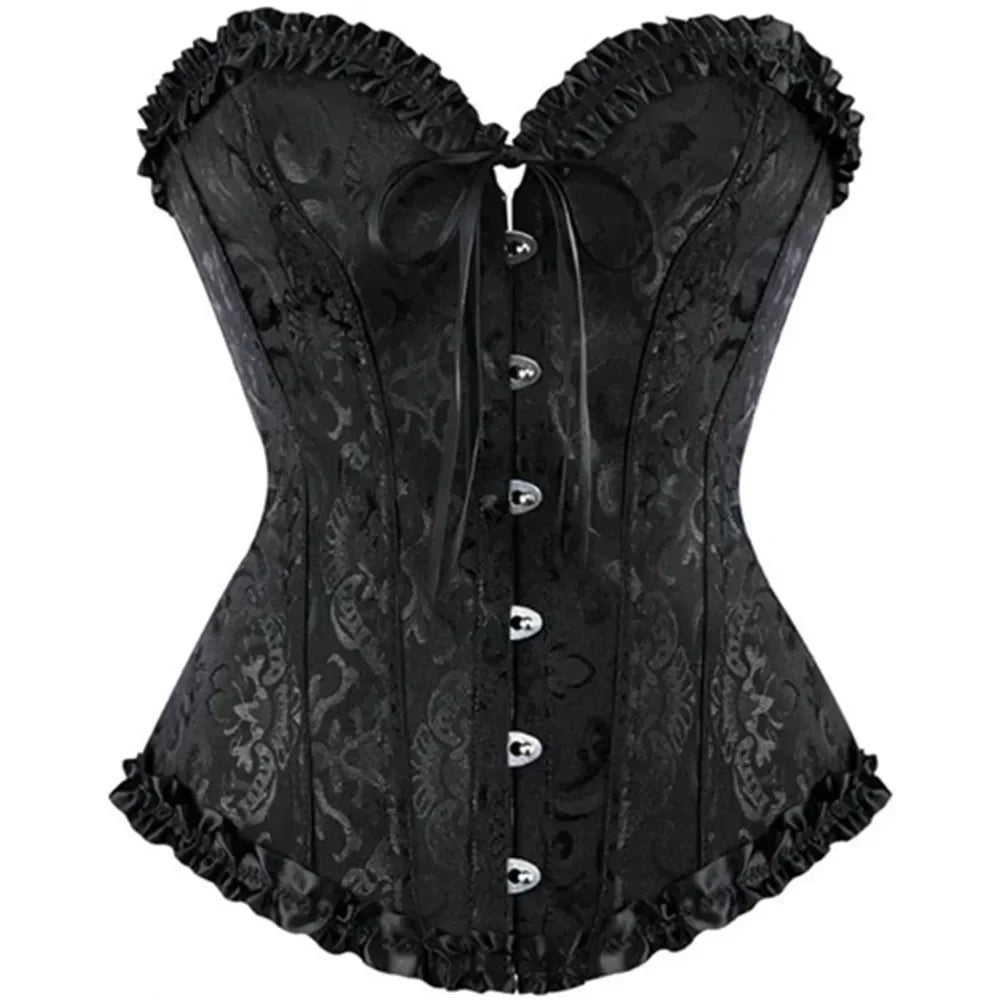 Victorian Overbust Corset | Floral Satin | Plus Size