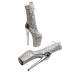 9-Inch Snake Print Platform Boots - Lace-Up Ankle Boots