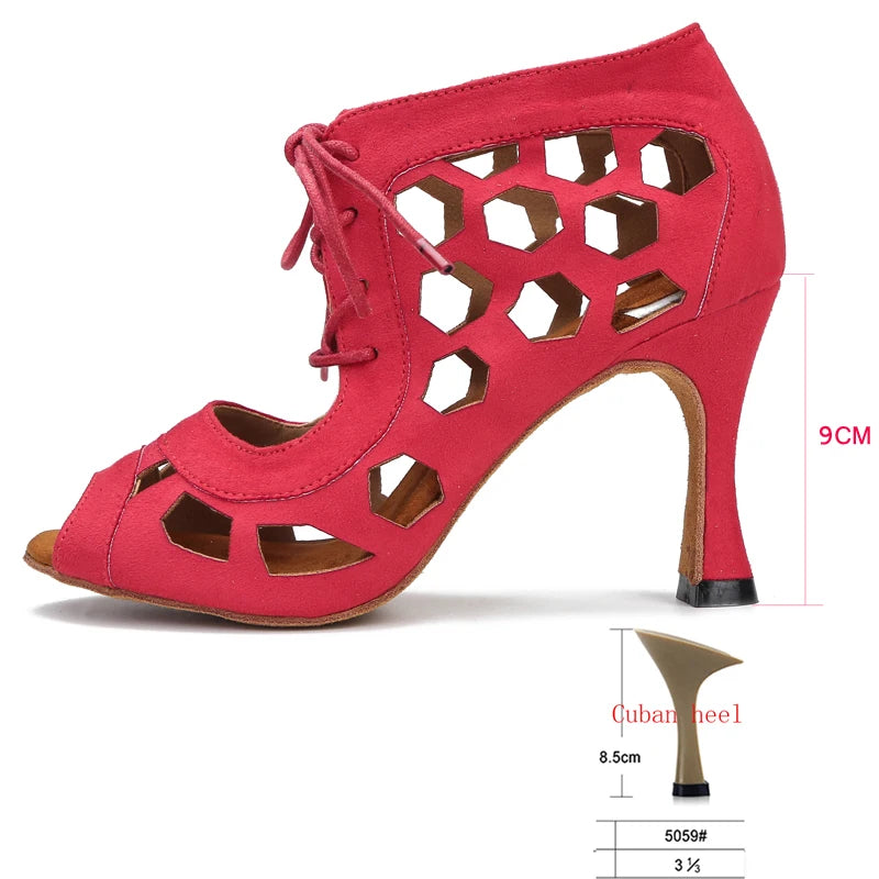 Women's Suede Latin Dance Heels | Rumba Salsa Tango | Cuban Heel