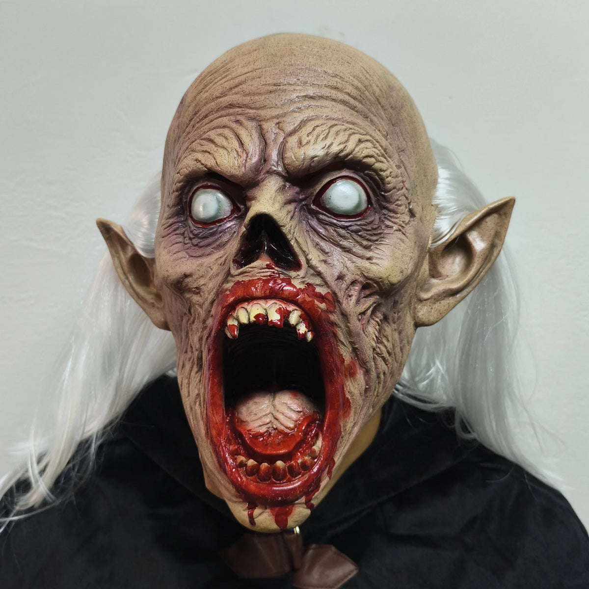 White-Hair Zombie Mask | Open Mouth