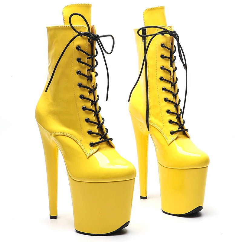8-Inch Patent Platform Ankle Boots | Multi-Color