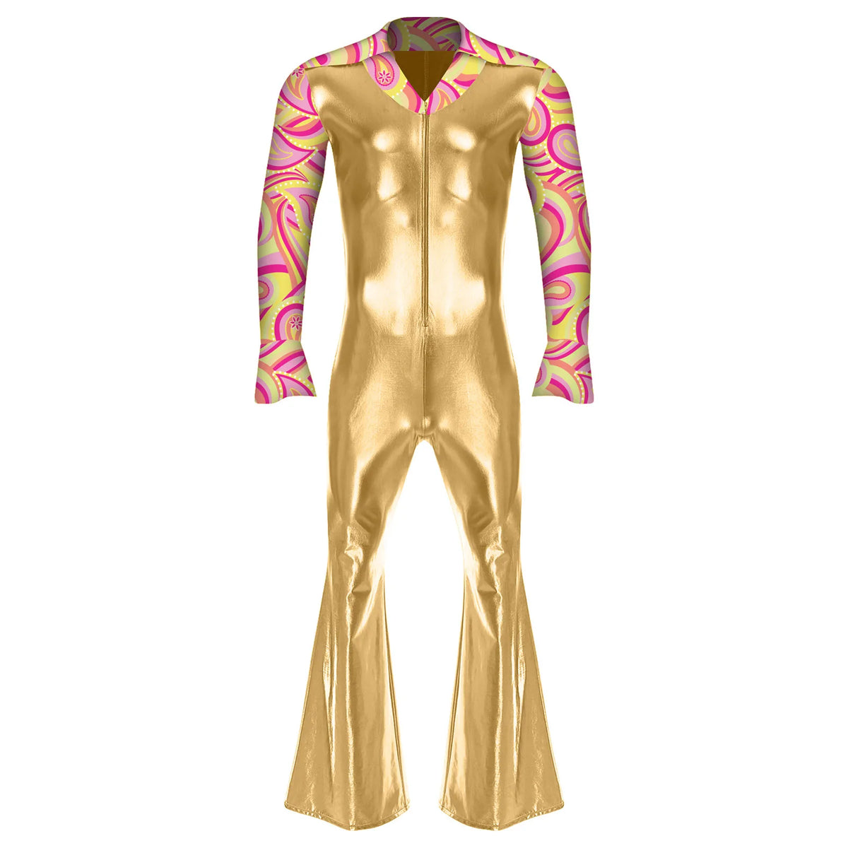 Men’s Disco Jumpsuit | Metallic Bell Bottoms