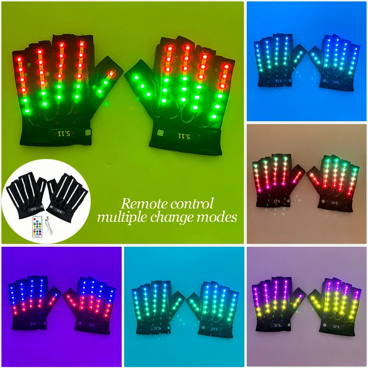 LED Light-Up Rave Glasses & Gloves | Cyberpunk Festival Eyewear