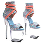 20CM Platform Glitter Sandals - Open Toe High Heel Pole Dance Shoes