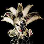 Venetian Jester Comedy Mask | Gold Metalwork | 4 Colors