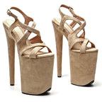 Suede Platform Pole Dance Sandals – 9-Inch High Heel Stage Shoes