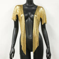 Metal Sequin Crop Cardigan - V-Neck Festival Performance Top