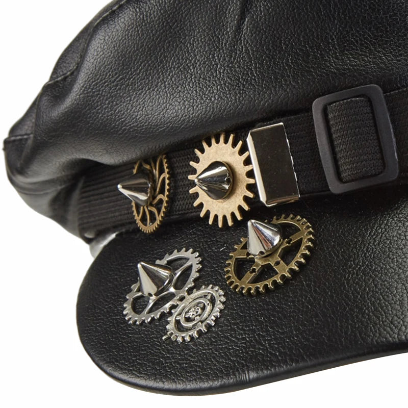 Steampunk Newsboy Cap | Gear & Eye Detail