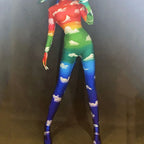 Rainbow Rhinestone Jumpsuit | Full-Body | One Size