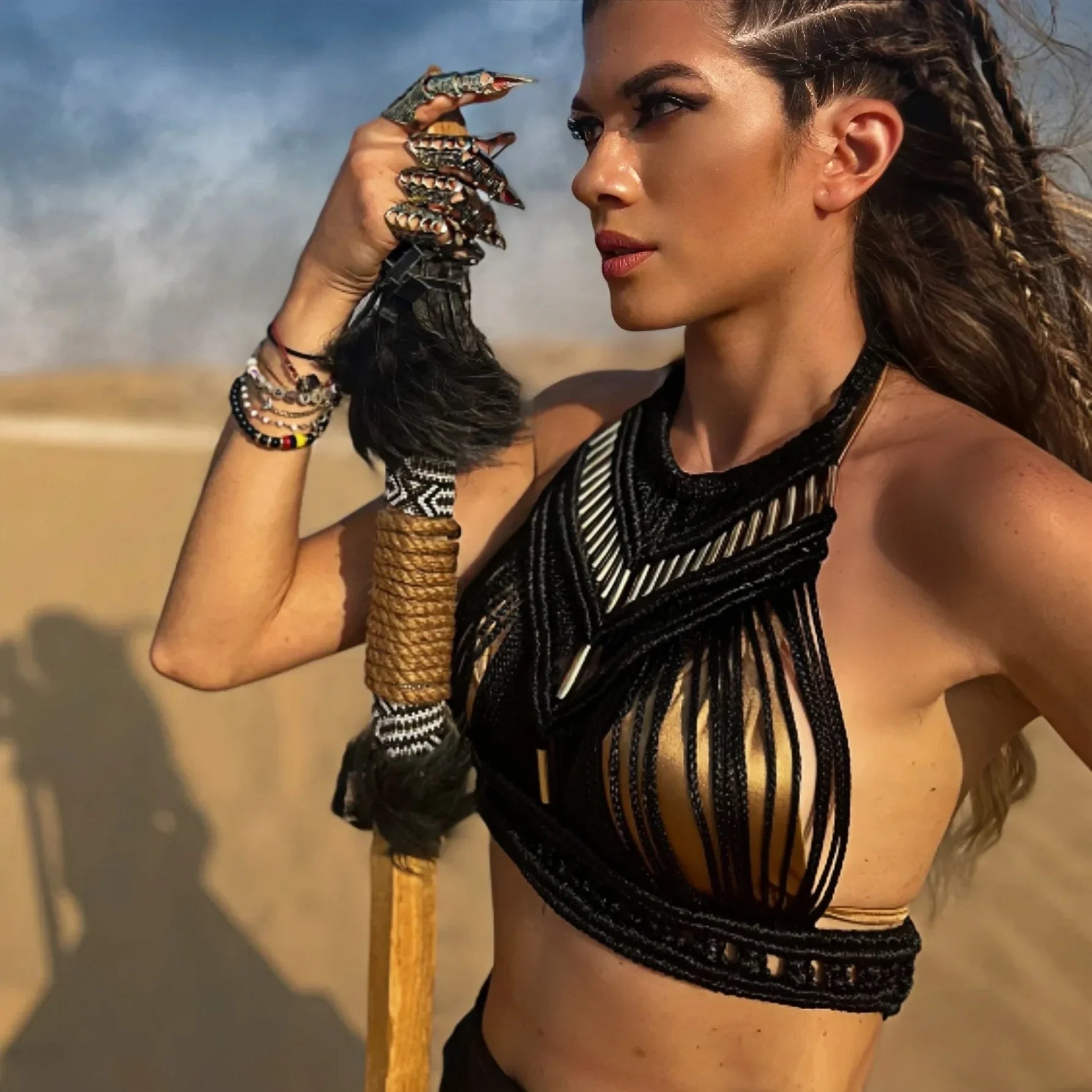 Bohemian Desert Dream Tassel Crop Top & Maxi Skirt Set - Festival & Performance Wear