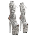 9-Inch Snake Print Platform Boots - Lace-Up Ankle Boots