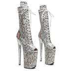 9-Inch Snake Print Platform Boots - Lace-Up Ankle Boots