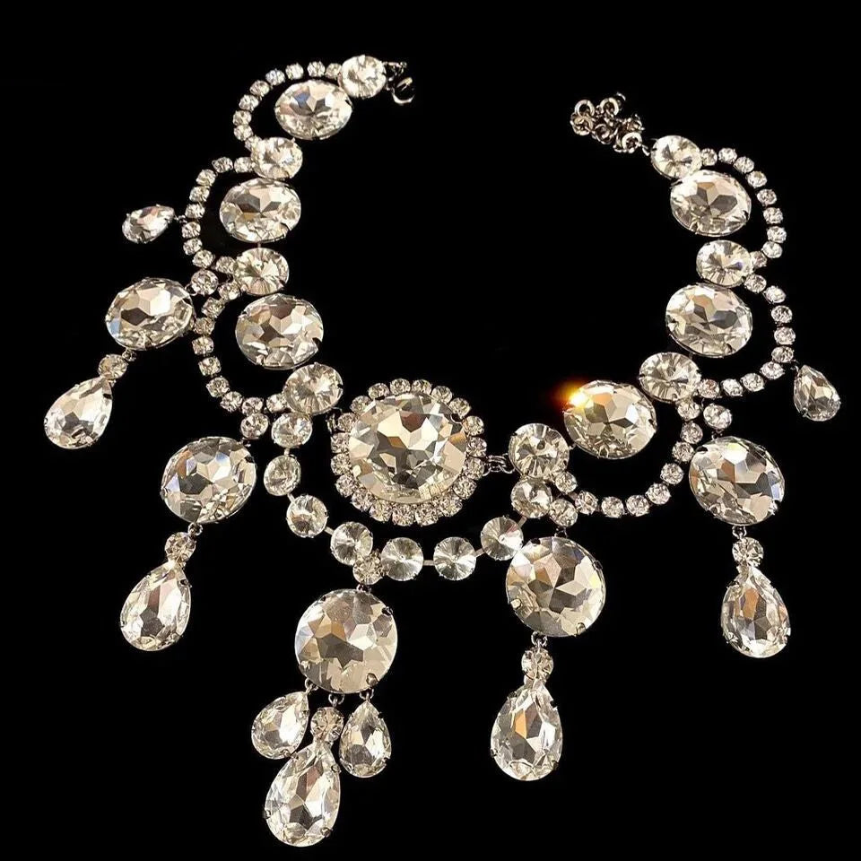 Rhinestone Necklace & Earring Set | Crystal Drop