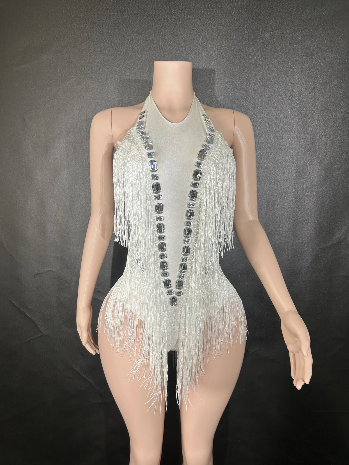 Rhinestone Sequin Feather Tassel Leotard | Stage & Dance