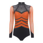 Prism Rhinestone Mesh-Sleeve Performance Leotard