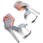 20CM Platform Glitter Sandals - Open Toe High Heel Pole Dance Shoes